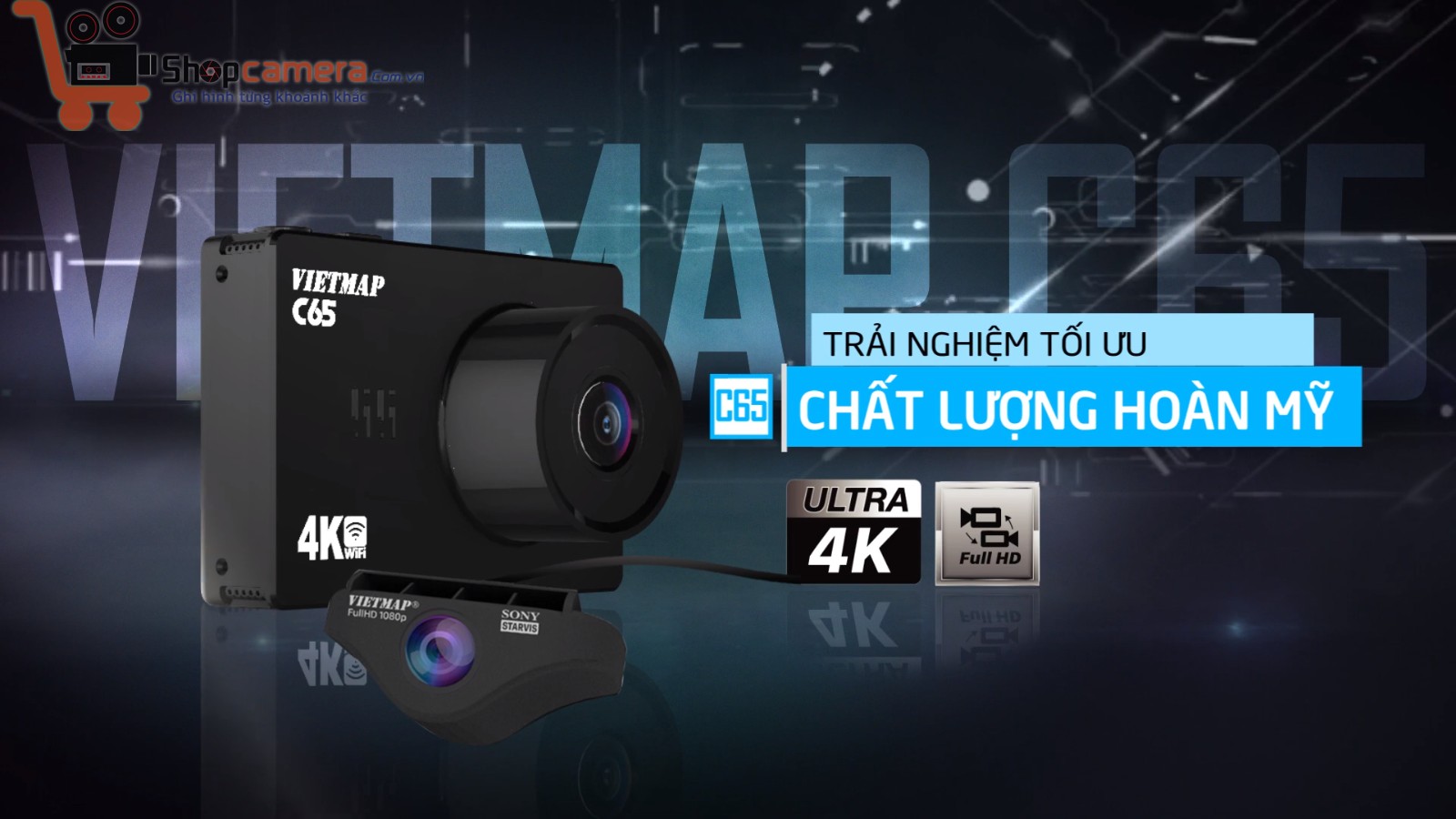 Camera hành trình ghi hình trước và sau cao cấp VietMap C65 - Ảnh 2