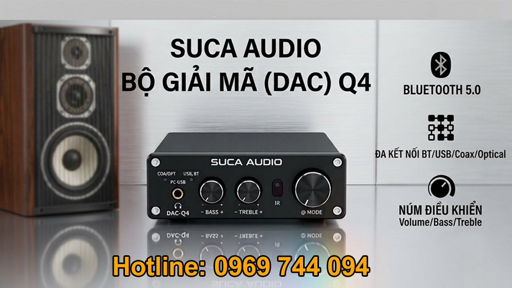 DAC SUCA Q4 hỗ trợ Bluetooth 5.0 USB Optical Coaxial