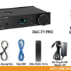 Phụ kiện đi kèm SUCA T1 Pro gồm bộ nguồn, điều khiển từ xa, ăng-ten Bluetooth và sách hướng dẫn sử dụng, giúp người dùng dễ dàng lắp đặt và sử dụng ngay sau khi mở hộp.