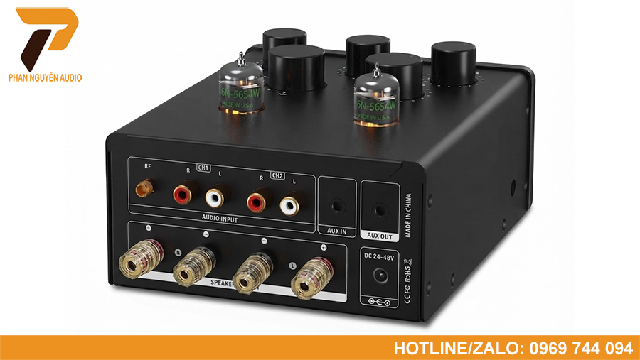 SUCA T3 Plus hỗ trợ Bluetooth 5.1 LDAC, RCA, AUX 3.5 mm, cọc loa và ngõ ra Subwoofer/Pre Out, dễ dàng kết nối với nhiều thiết bị âm thanh.