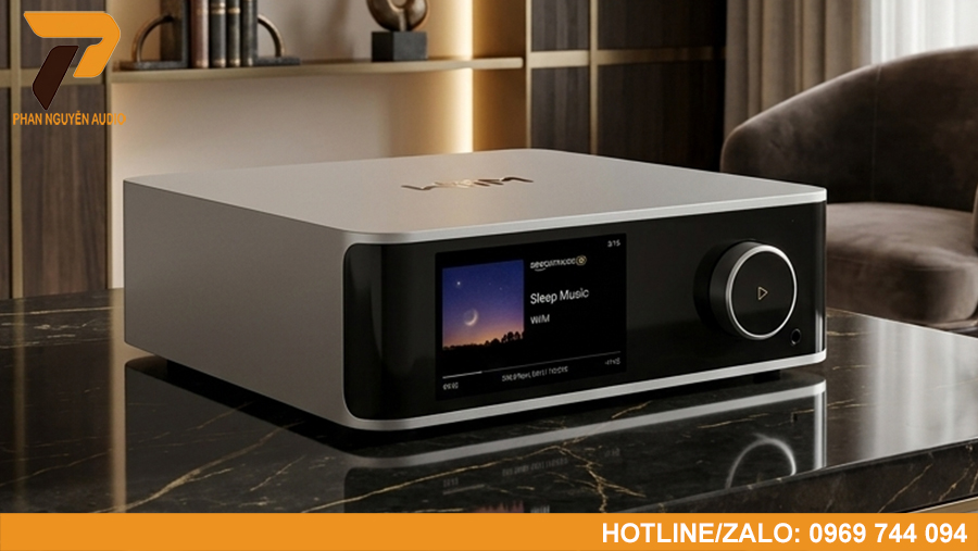 WiiM Ultra là Music Streamer Hi-Res tích hợp DAC ESS ES9038Q2M, màn hình cảm ứng 3.5 inch, hỗ trợ Spotify Connect, TIDAL Connect, AirPlay 2, Chromecast và nhiều chuẩn kết nối hiện đại.